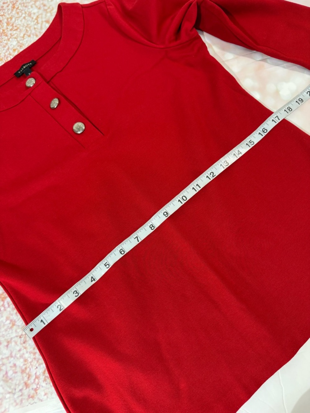 Talbots Red Button-Placket 3/4 Sleeve Top Small - Picture 5 of 8